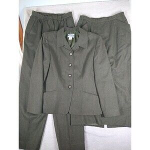 Pendleton 3-Piece Wool Suit Blazer Skirt And Pants Size 12 Green USA